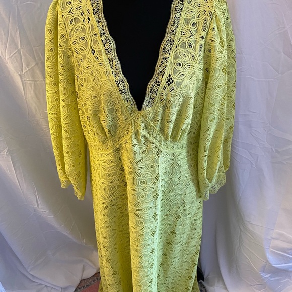 Anthropologie Lace Yellow Midi Dress - Picture 7 of 11